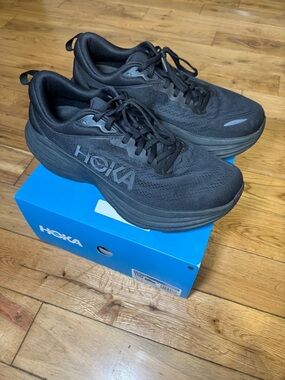 Hoka Bondi 8 Triple Black Running Shoes Men’s 10D Max Cushion Athletic Sneaker